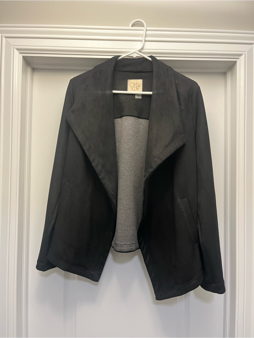 Christopher & Banks Black Draped Open-Front Blazer